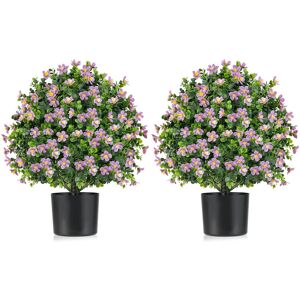 Costway 2 Pack Artificial Boxwood Topiary Ball Tree Faux Shrub Bushes-Purple Costway 2 Pack Artificial Boxwood Topiary Ball Tree Faux Shrub Bushes-Purple