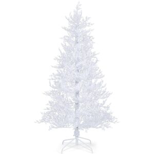 Costway 6 FT Pre-Lit Artificial Christmas Tree White Hinged Xmas Tree w/ Snow-Flocked PE Costway 6 FT Pre-Lit Artificial Christmas Tree White Hinged Xmas Tree w/ Snow-Flocked PE