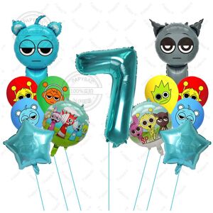 ETECHMART (7, AS PICTURE) 13pcs Sprunki Tiffany Blue Cartoon Foil Balloons - Colorful Rhyt ETECHMART (7, AS PICTURE) 13pcs Sprunki Tiffany Blue Cartoon Foil Balloons - Colorful Rhyt