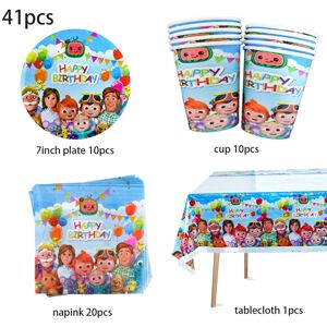 ETECHMART (41pcs) Cartoon JJmelon Birthday Party Decoration Tableware Set Banner Balloon B ETECHMART (41pcs) Cartoon JJmelon Birthday Party Decoration Tableware Set Banner Balloon B