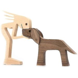 Unbranded (A) Creative Wood Dog Human Sculpture Figurine Bedroom Craft Decor Ornament - Sn Unbranded (A) Creative Wood Dog Human Sculpture Figurine Bedroom Craft Decor Ornament - Sn