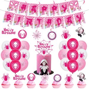 ETECHMART (1set) Female Spider-Man Gwen Party Decoration Pink Spiderman Theme Tableware Se ETECHMART (1set) Female Spider-Man Gwen Party Decoration Pink Spiderman Theme Tableware Se
