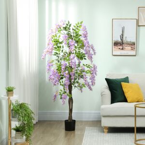 HOMCOM Artificial Wisteria Flower with 756 Leaves and 54 Flowers, Purple HOMCOM Artificial Wisteria Flower with 756 Leaves and 54 Flowers, Purple