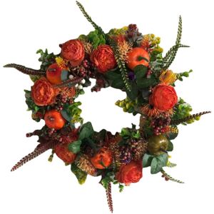 Jojomino Handwoven Artificial Autumn Peony & Pumpkin Wreath - Rustic Country Front Door D Jojomino Handwoven Artificial Autumn Peony & Pumpkin Wreath - Rustic Country Front Door D