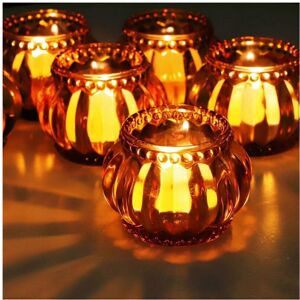 Unbranded Amber Tealight Candle Holder Set of 6, Tea Lights Candle Holder for Wedding Tabl Unbranded Amber Tealight Candle Holder Set of 6, Tea Lights Candle Holder for Wedding Tabl
