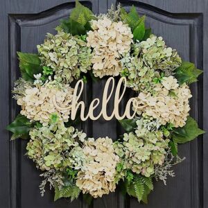 SKESRJTOP (White and green hydrangea wreath) Simulated Garland Door Decoration European An SKESRJTOP (White and green hydrangea wreath) Simulated Garland Door Decoration European An