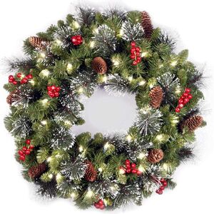 SKESRJTOP (45CM luminous model) Christmas Wreath Door Hanging Wall Hanging Decoration Chri SKESRJTOP (45CM luminous model) Christmas Wreath Door Hanging Wall Hanging Decoration Chri