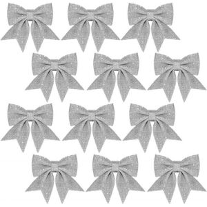 Unbranded 12PCS Sliver Christmas Bows for Tree Decorations,12*15cm Christmas Glitter Wreat Unbranded 12PCS Sliver Christmas Bows for Tree Decorations,12*15cm Christmas Glitter Wreat