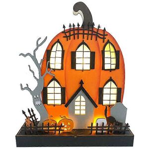 Kikidex (As show, One size) Halloween Tabletop Figurines,Lighted Pumpkin House Ornament, Kikidex (As show, One size) Halloween Tabletop Figurines,Lighted Pumpkin House Ornament,