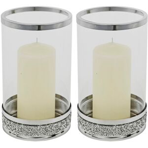 URBN Living (2) 21cm Hestia Clear Glass Candle Tealight Pillar Holder Diamante Base Home Dec URBN Living (2) 21cm Hestia Clear Glass Candle Tealight Pillar Holder Diamante Base Home Dec