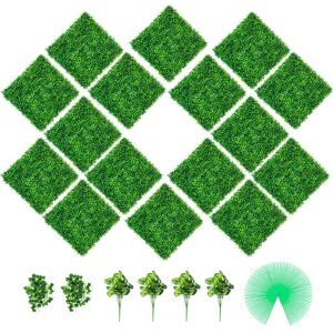 VEVOR Artificial Boxwood Panels 16 PCS 20x20 Green Grass Wall Backdrop Faux Bo VEVOR Artificial Boxwood Panels 16 PCS 20x20 Green Grass Wall Backdrop Faux Bo