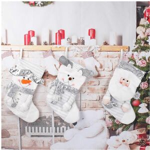 Unbranded (As show, One size) Christmas Stockings (Silver), 3 Set Christmas Gift Bag Decor Unbranded (As show, One size) Christmas Stockings (Silver), 3 Set Christmas Gift Bag Decor