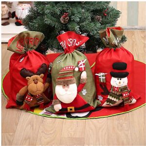 Unbranded (As show, One size) 3 Large Three-dimensional Linen Christmas Gift Bags, Santa C Unbranded (As show, One size) 3 Large Three-dimensional Linen Christmas Gift Bags, Santa C