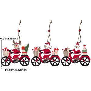 Unbranded (As show, One size) 3pcs Christmas decoration pendant, gift new wooden bicycle p Unbranded (As show, One size) 3pcs Christmas decoration pendant, gift new wooden bicycle p