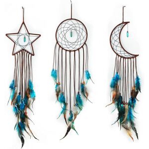 Unbranded (As show, One size) 3 Pieces Dream Catcher Sun Moon Star Design Traditional Hand Unbranded (As show, One size) 3 Pieces Dream Catcher Sun Moon Star Design Traditional Hand
