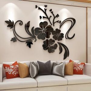 Unbranded (As show, One size) 3D Flower Mirror Wall Stickers Rose Flower Vine Wall Sticker Unbranded (As show, One size) 3D Flower Mirror Wall Stickers Rose Flower Vine Wall Sticker