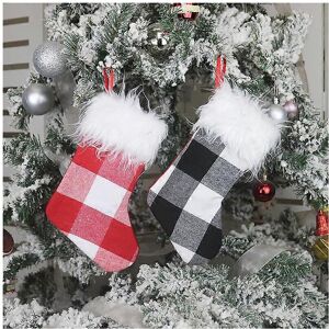Unbranded (As show, One size) 2Pcs Christmas tree decorations gift bag small plaid plush C Unbranded (As show, One size) 2Pcs Christmas tree decorations gift bag small plaid plush C