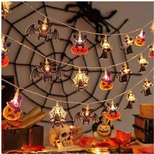 Gaatpot (MIX C, 1.5m 10LED) 1.5/3m Halloween LED Light String Pumpkin Ghost Spider Web B Gaatpot (MIX C, 1.5m 10LED) 1.5/3m Halloween LED Light String Pumpkin Ghost Spider Web B