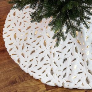 Unbranded (As show, One size) Christmas Tree Skirt White, 36 Inch gold Sequin Feather Tree Unbranded (As show, One size) Christmas Tree Skirt White, 36 Inch gold Sequin Feather Tree