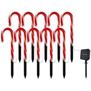 Unbranded (As show, One size) 1 Pc 10 Lights Candy Cane Shape Design Led Decorative Solar Unbranded (As show, One size) 1 Pc 10 Lights Candy Cane Shape Design Led Decorative Solar