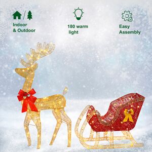 Unbranded Outdoor Reindeer and Sleigh Light Up Christmas Decoration LED Lights Unbranded Outdoor Reindeer and Sleigh Light Up Christmas Decoration LED Lights