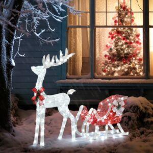 Unbranded 4' Outdoor Reindeer & Sleigh Light Up Christmas Decoration w/LED Light Unbranded 4' Outdoor Reindeer & Sleigh Light Up Christmas Decoration w/LED Light