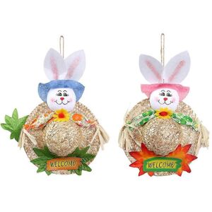 Unbranded (As show, One size) Happy Easter Party Cute Straw Hat Rabbit Door Hanging Wreath Unbranded (As show, One size) Happy Easter Party Cute Straw Hat Rabbit Door Hanging Wreath