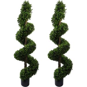 Leaf 150cm Pair of Spiral Buxus Artificial Tree UV Resistant Outdoor Leaf 150cm Pair of Spiral Buxus Artificial Tree UV Resistant Outdoor