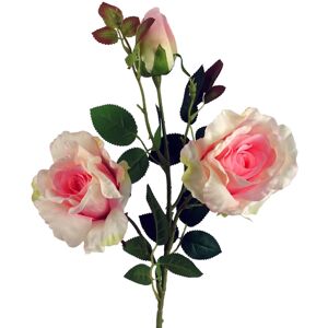 Leaf 80cm Artificial Pink Rose Stem - 3 flowers Leaf 80cm Artificial Pink Rose Stem - 3 flowers