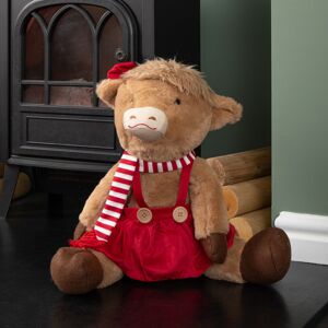 Premier 36cm Tall Plush Sitting Christmas Highland Girl Cow in Red Dress Premier 36cm Tall Plush Sitting Christmas Highland Girl Cow in Red Dress