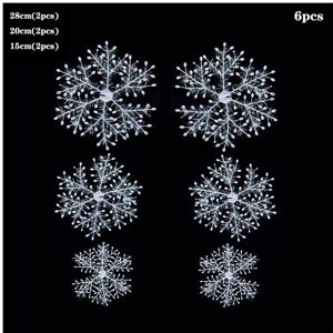 Unbranded (28cm/20cm/15cm(6pcs)) Christmas Tree Snowflake Decoration Window Ornament White Unbranded (28cm/20cm/15cm(6pcs)) Christmas Tree Snowflake Decoration Window Ornament White