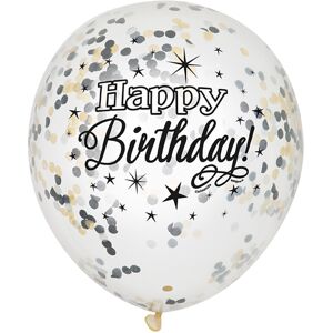 Rubies Happy Birthday Silver and Gold Confetti Latex Balloons 30cm Rubies Happy Birthday Silver and Gold Confetti Latex Balloons 30cm