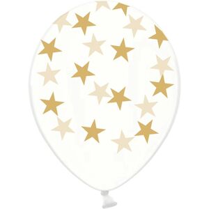 Rubies 6 Transparent latex balloons with gold stars 30 cm Rubies 6 Transparent latex balloons with gold stars 30 cm