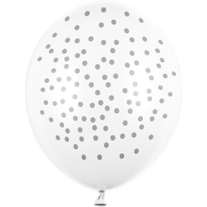 Rubies 6 White latex balloons with silver dots 30 cm Rubies 6 White latex balloons with silver dots 30 cm