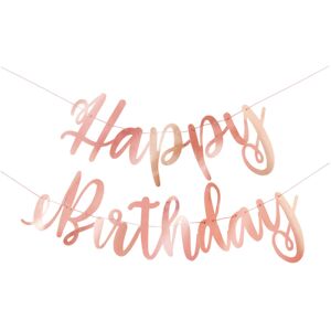 Rubies Metallic Rose Gold Happy Birthday Cardboard Garland 2.13m Rubies Metallic Rose Gold Happy Birthday Cardboard Garland 2.13m
