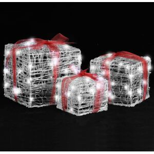 vidaXL Gift Boxes Christmas Acrylic 3 pcs White Cold - Decorative Gift Boxes vidaXL Gift Boxes Christmas Acrylic 3 pcs White Cold - Decorative Gift Boxes