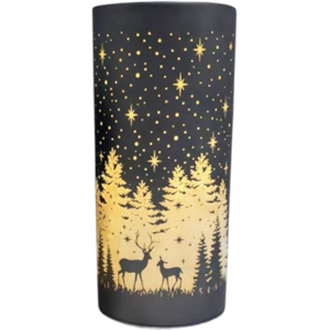 Straits (Grey) LED Light Up Glass Cylinder Christmas Decoration - 20cm Straits (Grey) LED Light Up Glass Cylinder Christmas Decoration - 20cm