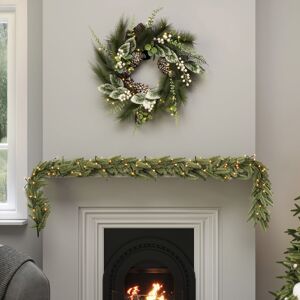 CHARLES BENTLEY Christmas Garland, Faux, Pre-Lit, Decorative, Green Christmas Ga CHARLES BENTLEY Christmas Garland, Faux, Pre-Lit, Decorative, Green Christmas Ga