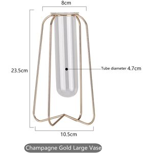 GreenZech (Gold, L) Glass Planter Test Tube Vase Pot + Retro Iron Stand Holder Plants Flow GreenZech (Gold, L) Glass Planter Test Tube Vase Pot + Retro Iron Stand Holder Plants Flow