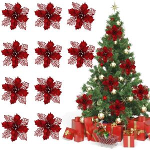 Unbranded 10PCS Christmas Glitter Poinsettia Flowers Christmas Decoration Reusable Artific Unbranded 10PCS Christmas Glitter Poinsettia Flowers Christmas Decoration Reusable Artific