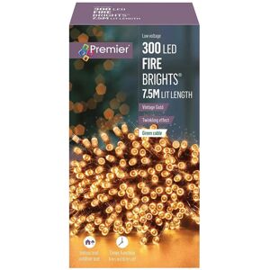 Premier 300 LED Twinkling Christmas String Lights Timer Vintage Gold 7.5M Premier 300 LED Twinkling Christmas String Lights Timer Vintage Gold 7.5M