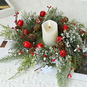 Unbranded (B) Candlestick Wreath For Christmas Table Decoration Artificial Leaves Candle R Unbranded (B) Candlestick Wreath For Christmas Table Decoration Artificial Leaves Candle R