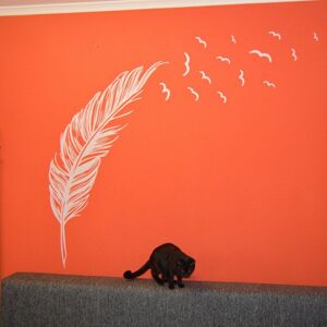 GreenZech (White) DIY Modern Plume Feather Wall Sticker Birds Flying Feather Removable Wal GreenZech (White) DIY Modern Plume Feather Wall Sticker Birds Flying Feather Removable Wal
