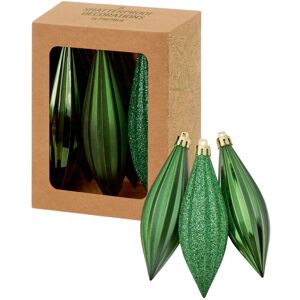 Premier 6 Teardrop Christmas Baubles 11cm Dark Green Glitter Tree Decoration Premier 6 Teardrop Christmas Baubles 11cm Dark Green Glitter Tree Decoration