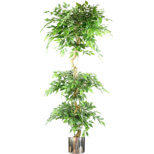 Leaf 180cm Artificial Twisted Trunk Fruticosa Ficus Tree Triple Ball Topiary 1984 Lea Leaf 180cm Artificial Twisted Trunk Fruticosa Ficus Tree Triple Ball Topiary 1984 Lea