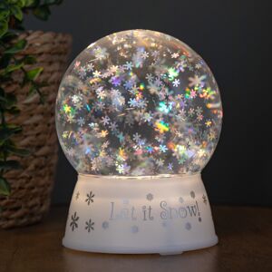 Premier 15cm Dual Powered Light up White Christmas Snowflake Water Spinner Globe with LE Premier 15cm Dual Powered Light up White Christmas Snowflake Water Spinner Globe with LE