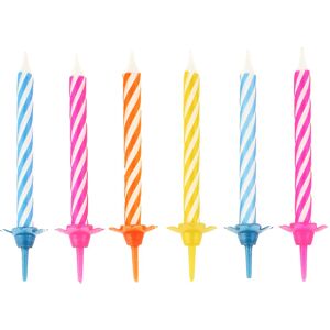 Rubies 10 colored birthday candles with 6 cm candle holders Rubies 10 colored birthday candles with 6 cm candle holders
