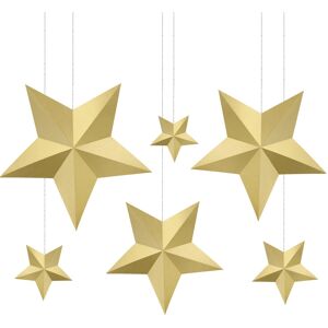 Rubies 6 3D Gold Christmas Hanging Stars Rubies 6 3D Gold Christmas Hanging Stars