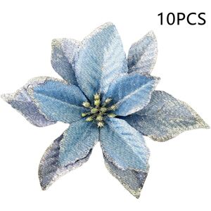 Unbranded (Blue) 10Pcs Artificial Christmas Flower Xmas Tree Decoration Festival Party Sup Unbranded (Blue) 10Pcs Artificial Christmas Flower Xmas Tree Decoration Festival Party Sup