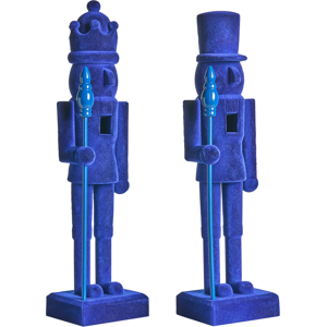 Beliani Set of 2 Figurines FLATEY Nutcracker 40 cm Blue Beliani Set of 2 Figurines FLATEY Nutcracker 40 cm Blue